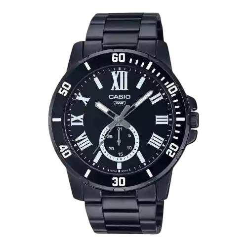 Casio Enticer MTP-VD200B-1BUDF Men’s Black Analog Multidial Watch – Stainless Steel Band